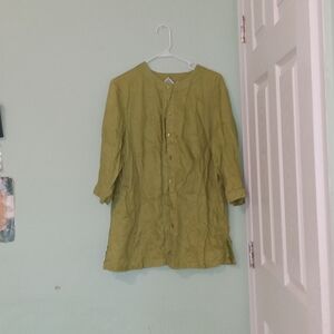 Olive Green Women's Button-Up Top